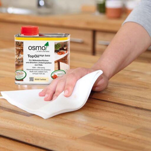 Osmo Top Oil, Wooden Worktop Oil, Graphite Satin Finish, 0.5L Image 3